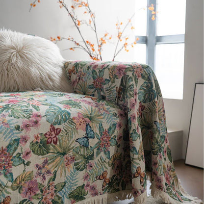 Coperta da divano con motivo tropicale Monstera Butterfly - image 6