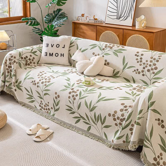Coperta da divano con foglie di ramo - 180cm x 340cm - image 1