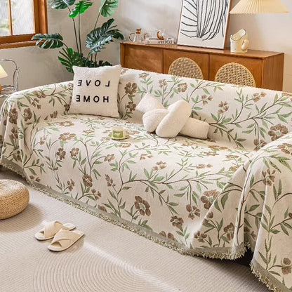 Coperta da divano con nappa floreale Gesang - Cachi - 180cm x 340cm - image 1