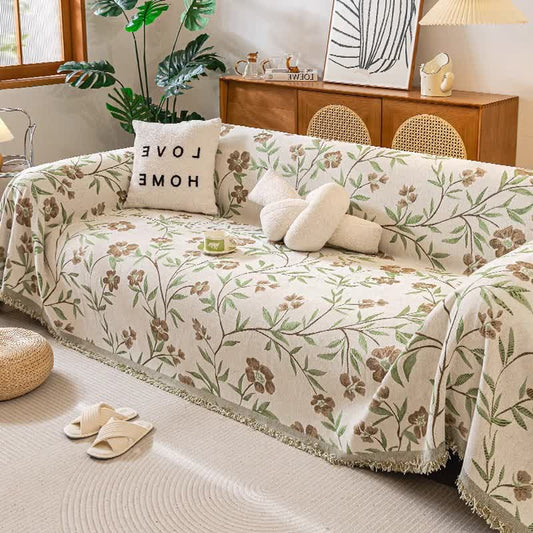 Coperta da divano con nappa floreale Gesang - Cachi - 180cm x 340cm - image 1
