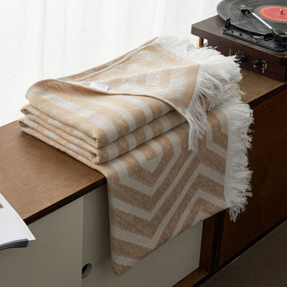 Trapunta reversibile in cotone jacquard a quadri con nappe - Cammello - Matrimoniale - image 10