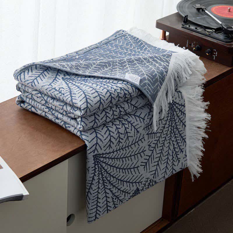 Trapunta reversibile con nappe in cotone ispirata agli alberi - Blu scuro - Matrimoniale - image 4