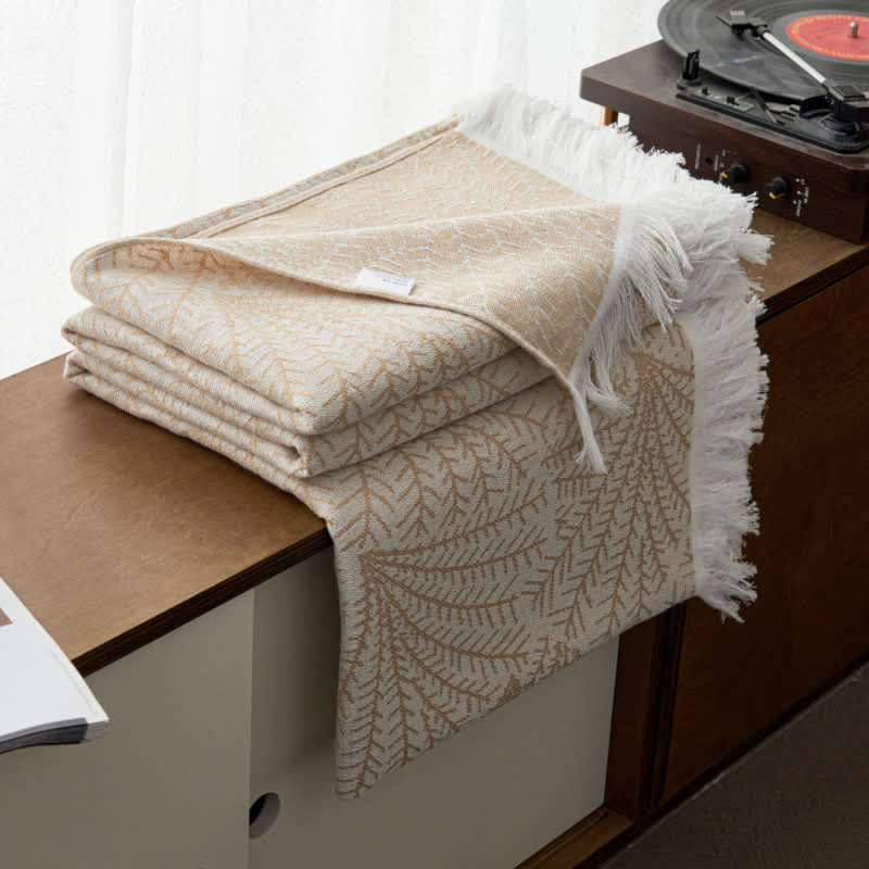 Trapunta reversibile con nappe in cotone ispirata agli alberi - Cammello - Matrimoniale - image 6