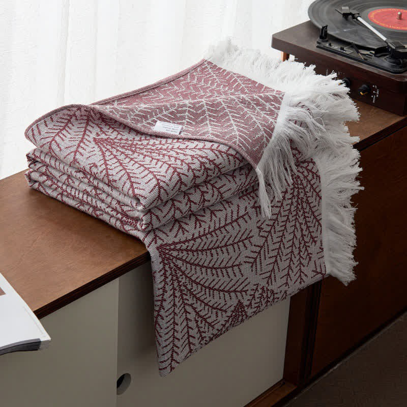 Trapunta reversibile con nappe in cotone ispirata agli alberi - Vino - Matrimoniale - image 2