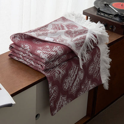 Trapunta reversibile in cotone con nappe e motivo retrò - Vino - Matrimoniale - image 4