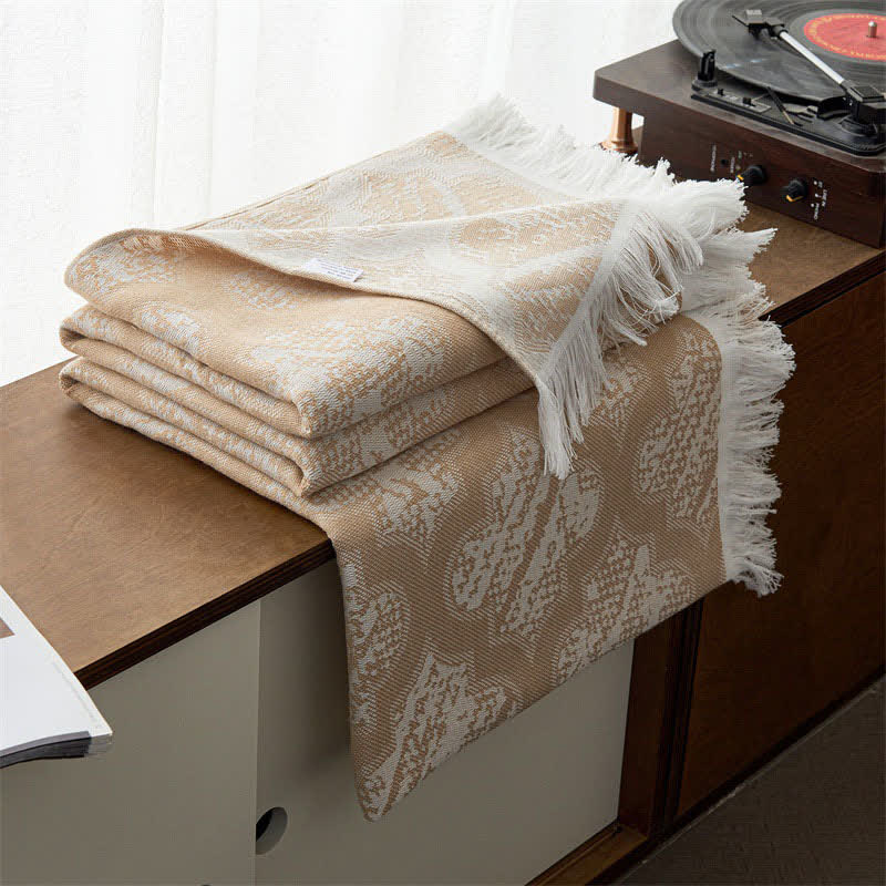 Trapunta reversibile in cotone con nappe e motivo retrò - Cammello - Matrimoniale - image 7