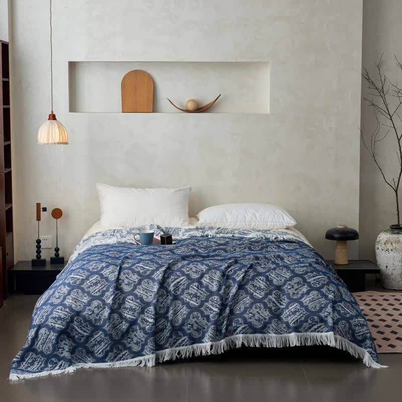 Trapunta reversibile in cotone con nappe e motivo retrò - image 1