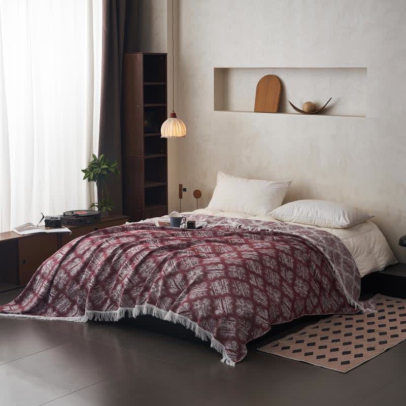 Trapunta reversibile in cotone con nappe e motivo retrò - image 3