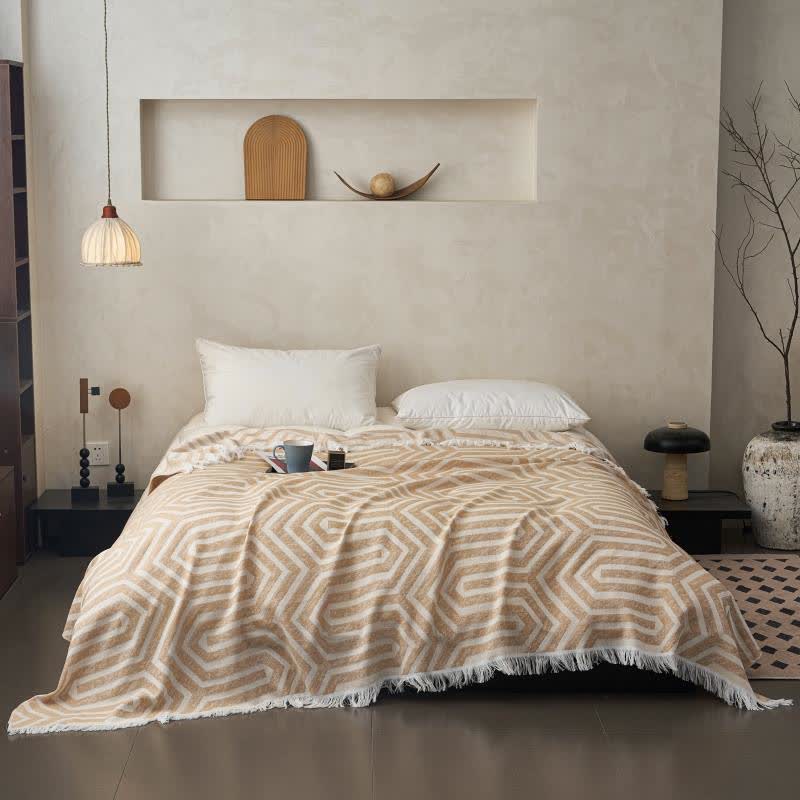 Trapunta reversibile in cotone jacquard a quadri con nappe - image 9