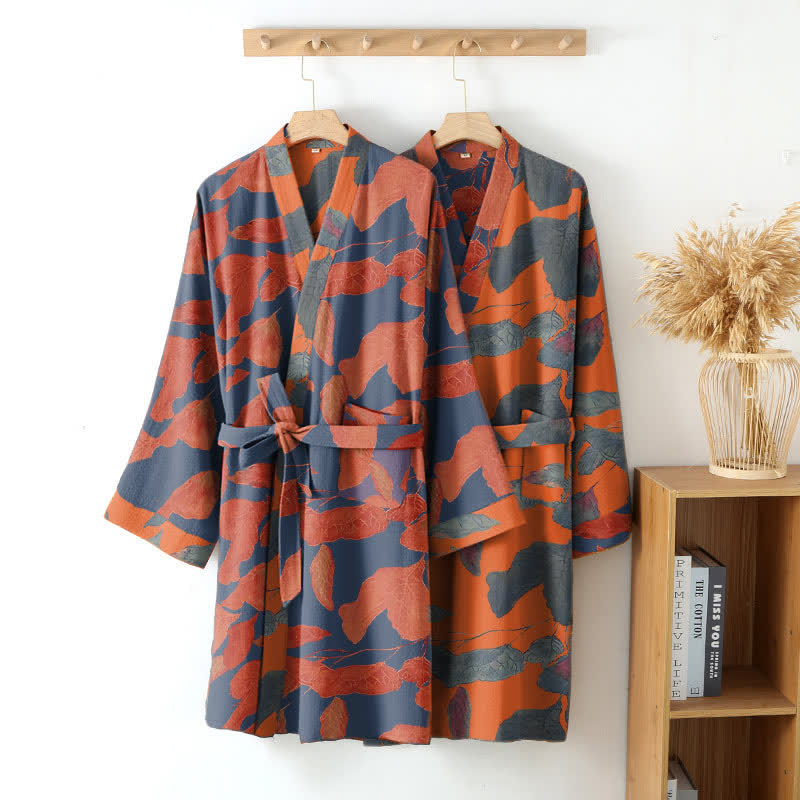 Kimono in garza di cotone con foglie botaniche - image 2