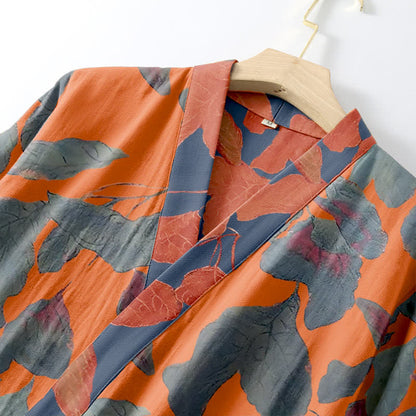 Kimono in garza di cotone con foglie botaniche - image 11