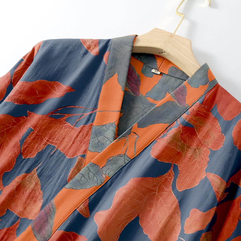 Kimono in garza di cotone con foglie botaniche - image 5