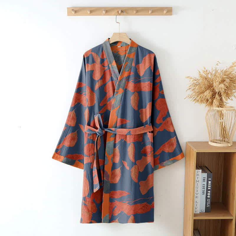 Kimono in garza di cotone con foglie botaniche - image 3
