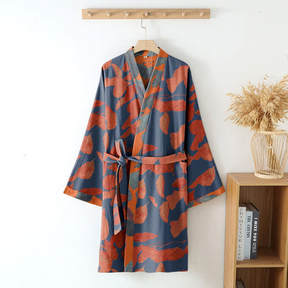 Kimono in garza di cotone con foglie botaniche - image 3