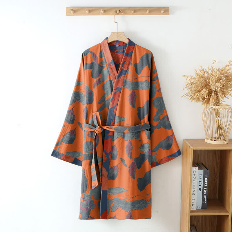 Kimono in garza di cotone con foglie botaniche - image 9