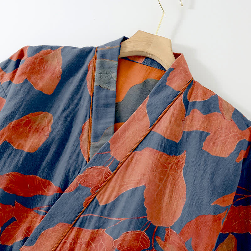 Completo da salotto in kimono di cotone con foglie botaniche - image 3