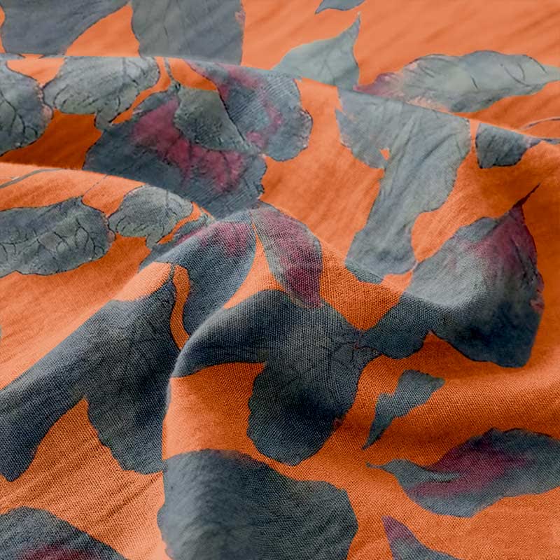 Copriletto in garza di cotone jacquard con foglie botaniche - image 4