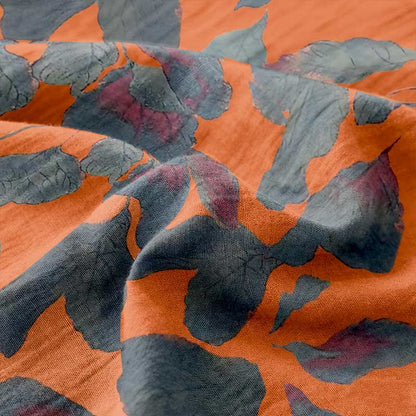 Copriletto in garza di cotone jacquard con foglie botaniche - image 4