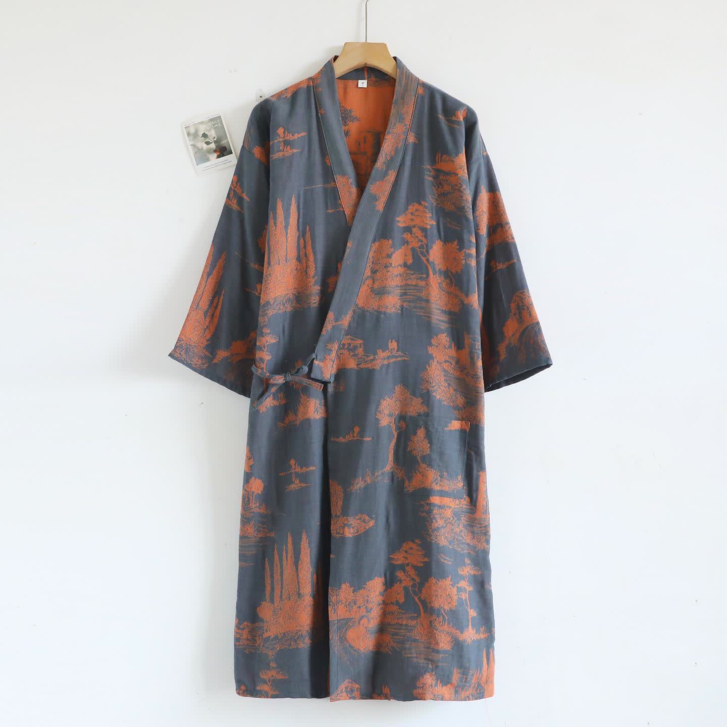 Accappatoio unisex in garza di cotone - Grigio Blu - XL - image 11