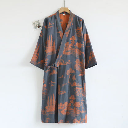 Accappatoio unisex in garza di cotone - Grigio Blu - XL - image 11