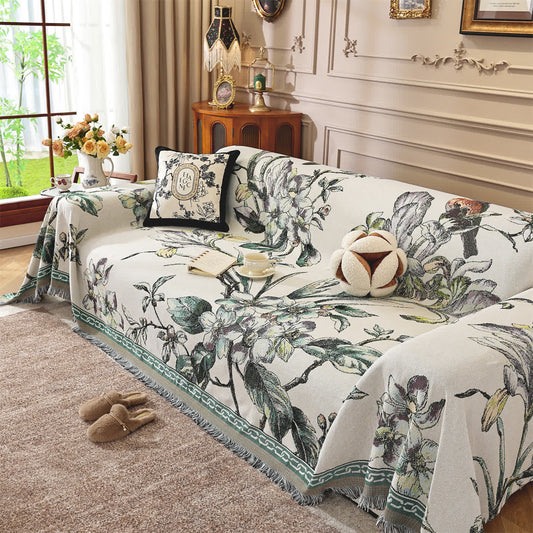Lussuosa coperta da divano in ciniglia floreale - 180cm x 340cm - image 1