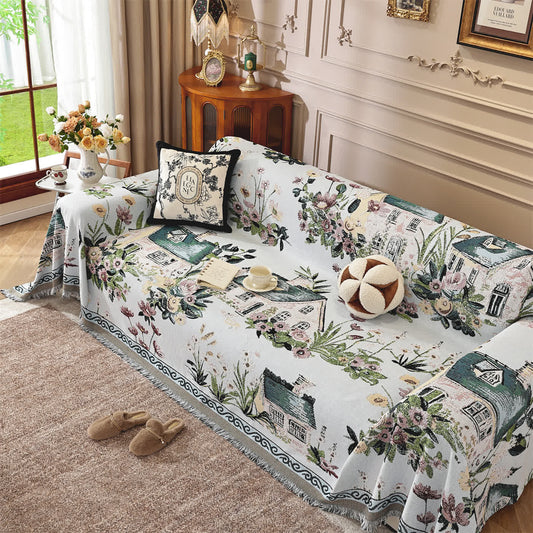 Coperta da divano in ciniglia Countryside Town - 180cm x 340cm - image 1