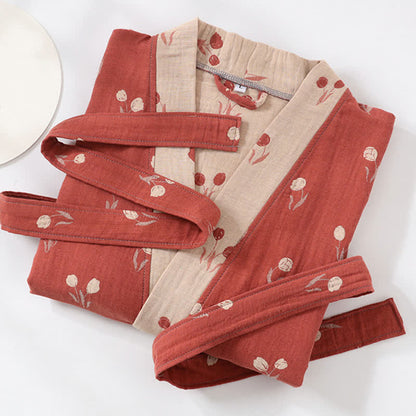 Accappatoio kimono unisex in cotone con tasca a tulipano - image 2