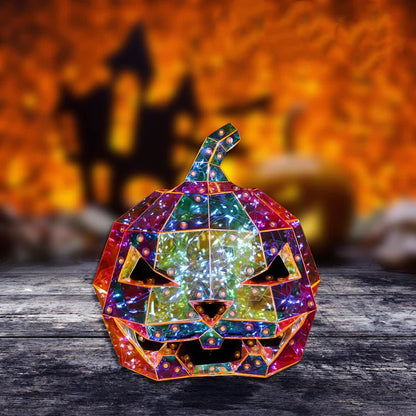 Decorazione con luci infinite a forma di zucca con faccia da fantasma - image 3
