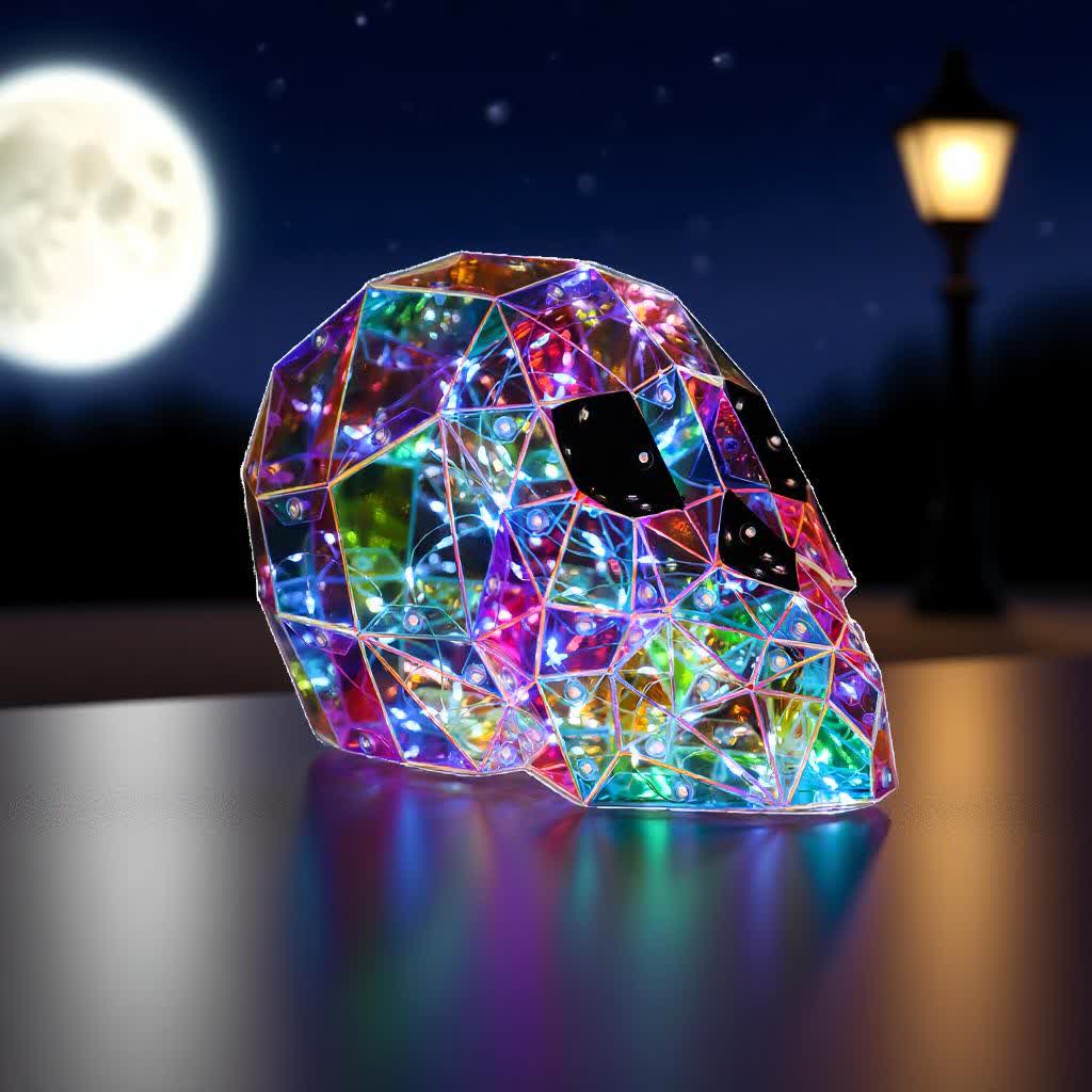 Decorazione di Halloween con luci infinite a forma di teschio 3D - 2 pezzi - 21 cm x 21 cm x 30 cm - image 3