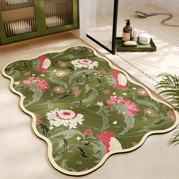 Tappetino da bagno antiscivolo floreale in fango diatomeo - UN - 60cm x 90cm - image 1