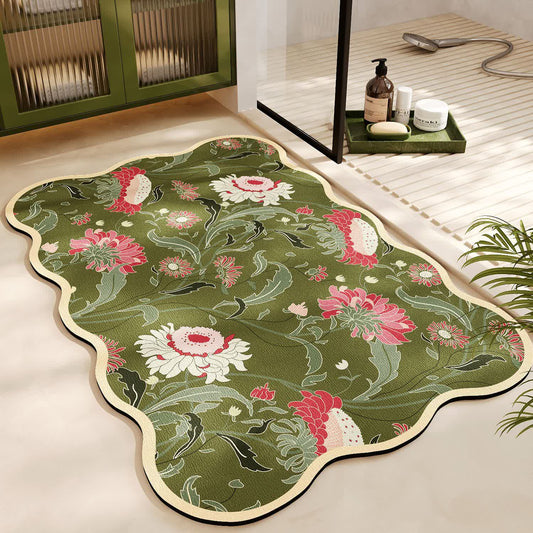 Tappetino da bagno antiscivolo floreale in fango diatomeo - UN - 60cm x 90cm - image 1
