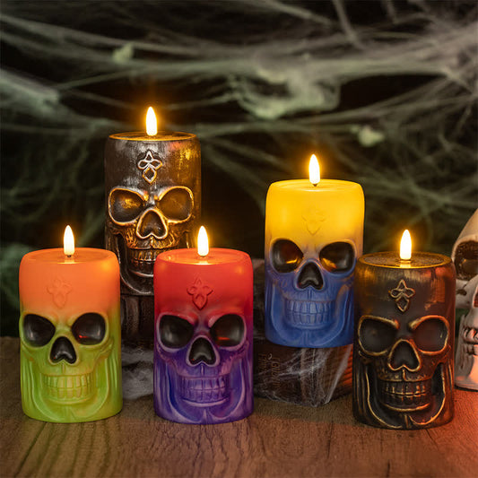 Decorazione luminosa notturna a forma di teschio di Halloween - 1x A+1x B+1x C+1x D+1x E - 5 pezzi - 8.1 cm x 8.1 cm x 12.8 cm - image 1