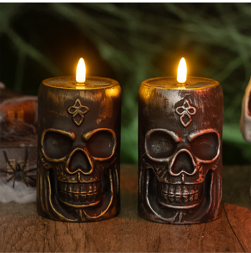 Decorazione luminosa notturna a forma di teschio di Halloween - 1x A+1x B - 2 pezzi - 8.1 cm x 8.1 cm x 12.8 cm - image 4