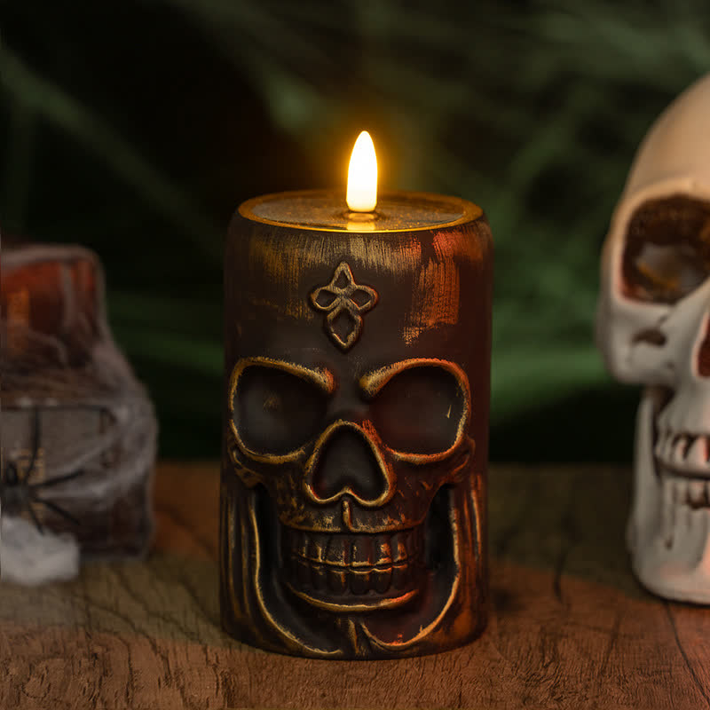 Decorazione luminosa notturna a forma di teschio di Halloween - B - 1 pz - 8.1 cm x 8.1 cm x 12.8 cm - image 6