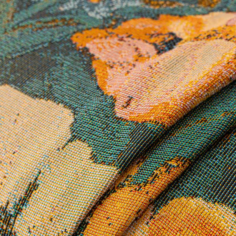 Coperta da divano con volant e motivo floreale giallo - image 7