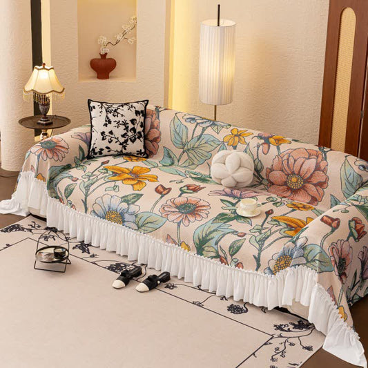 Coperta da divano con volant e motivo floreale Branch - 200cm x 340cm - image 1
