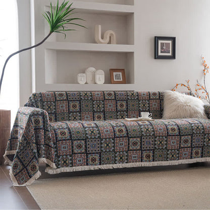 Coperta da divano con motivo geometrico a quadri - image 2