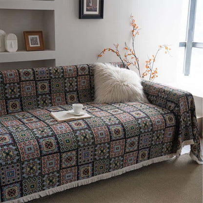 Coperta da divano con motivo geometrico a quadri - image 3