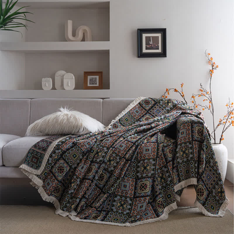 Coperta da divano con motivo geometrico a quadri - 180cm x 340cm - image 4