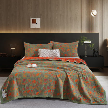 Trapunta in cotone biologico Ginkgo Biloba - Verde - 2 federe - 51cm x 91cm - image 31