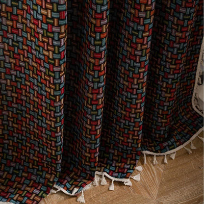 Tende jacquard con nodi geometrici colorati - image 5