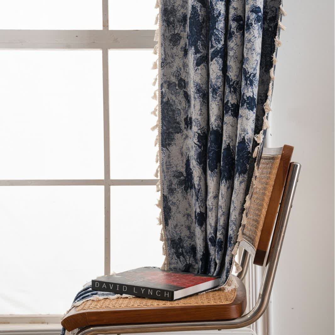 Tende con nappe jacquard astratte blu - image 4