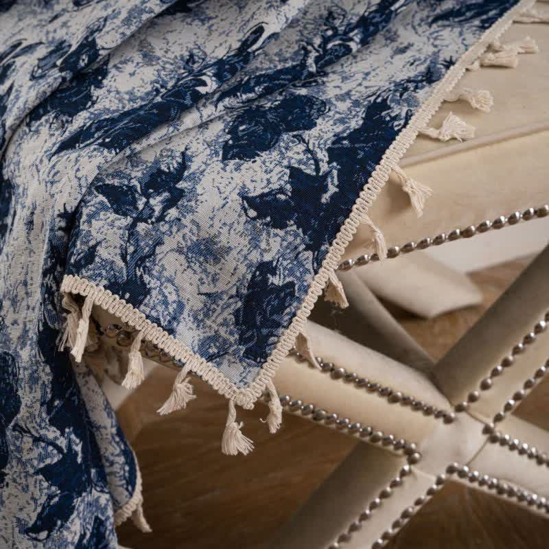 Tende con nappe jacquard astratte blu - image 6