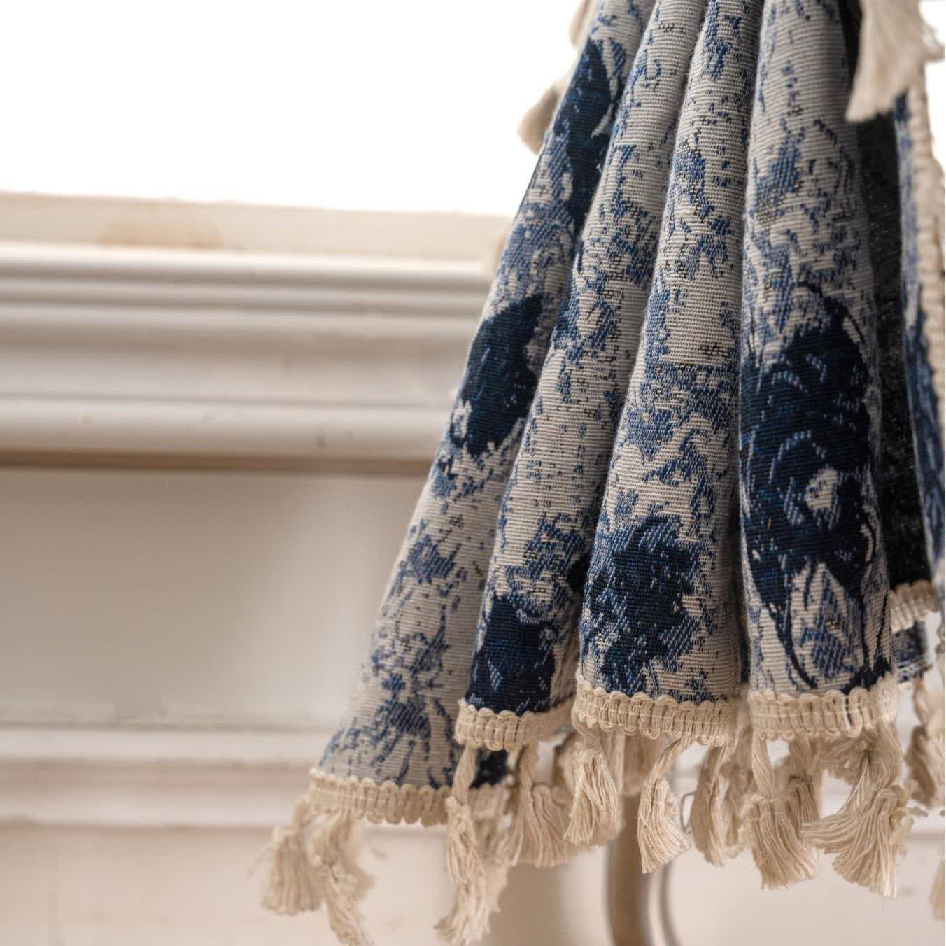 Tende con nappe jacquard astratte blu - image 5