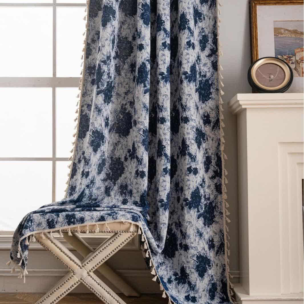 Tende con nappe jacquard astratte blu - image 3