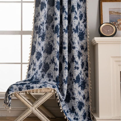 Tende con nappe jacquard astratte blu - image 3