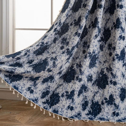 Tende con nappe jacquard astratte blu - Tasca per asta - 150cm x 260cm - image 1
