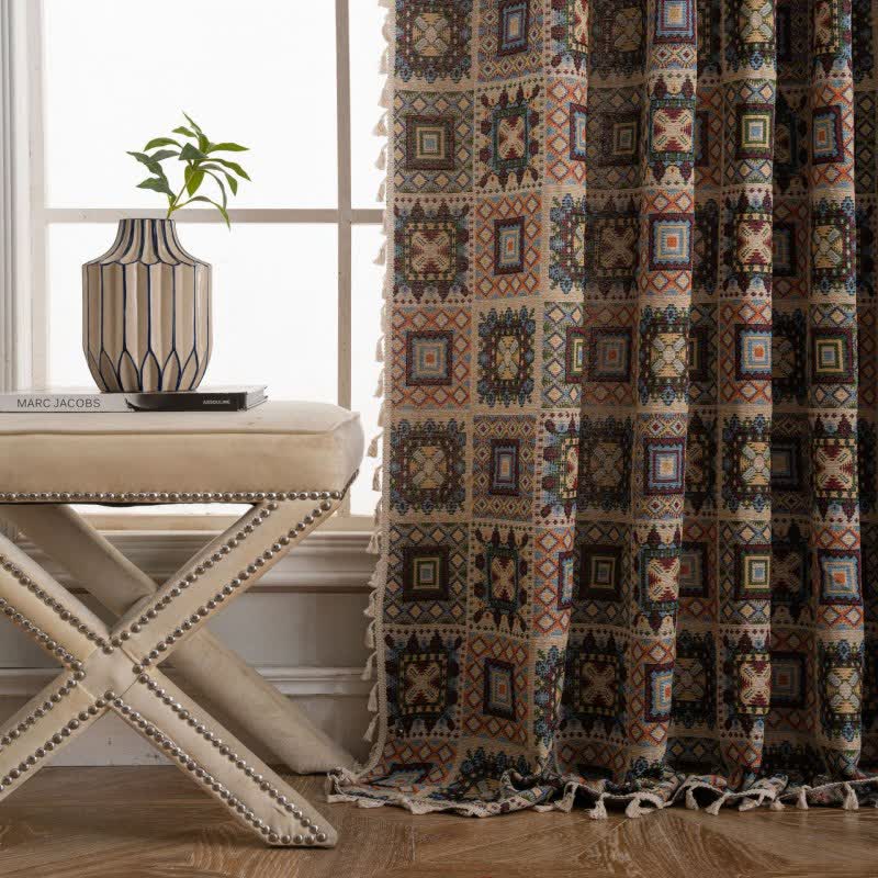 Tenda jacquard quadrata geometrica retrò - image 3