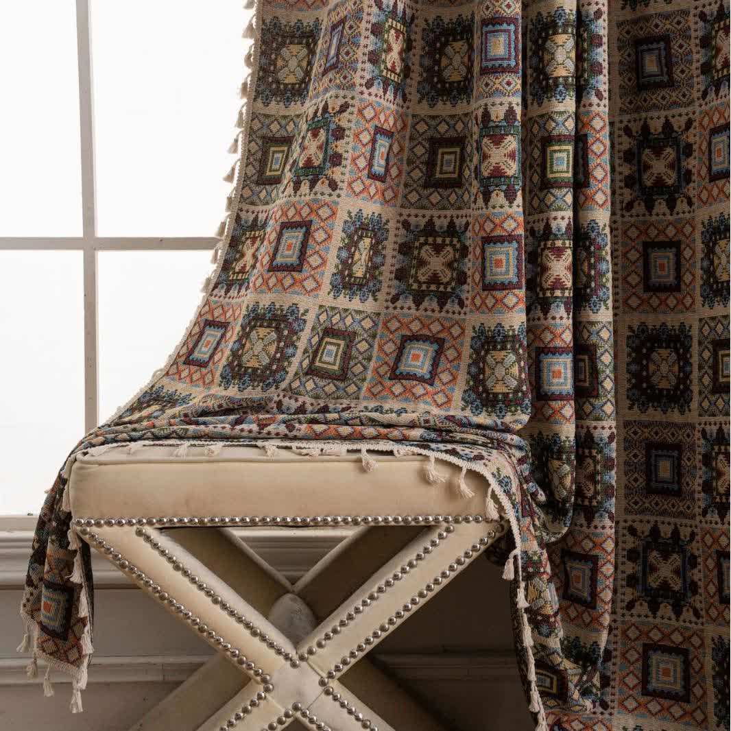 Tenda jacquard quadrata geometrica retrò - image 4
