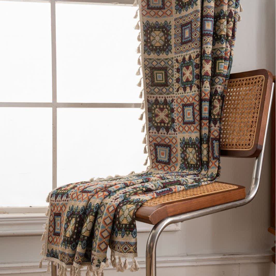 Tenda jacquard quadrata geometrica retrò - image 5